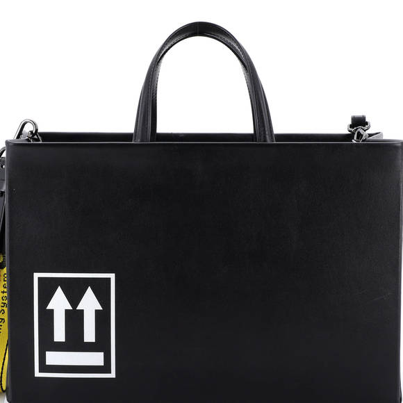 Off White Medium Box Tote Printed Leather - Picture 1 of 8